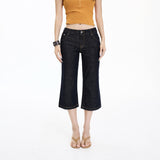 Vintage Low-Rise Trumpet Trousers Slim Thin Seven-Point Trousers Summer New Micro-Horn Jeans Woman