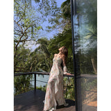 Seaside Holiday Wind Super Nice Irregular Sling Beach Dress Unique Beautiful Floral Dress 26 Spring