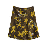 Vintage Oil Painting Flower Half-Dress Girl Spring And Summer New Design High-Waist Sexy A-Word Ass Short Skirt Printed Skirt