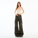 New Eleven Stone Treasure Camouflage Trousers Small Low-Rise Loose Straight Slack Trousers Woman