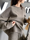 Rage! Lazy Old Money Set Wool Knitted Jersey Collar Blouse Straight Thin Knitting Trousers