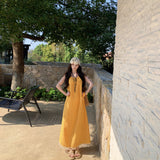 Thailand's Seaside Yunnan Tourism Bohemian Holiday Wearing Yellow Tuxi Atmosphere Sling Dress Woman