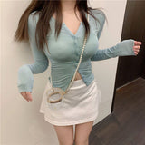 Hottie Pure Sex Slim Long-Sleeved T-Shirt Girl Summer Design Sunscreen Cardigan Thin Short Top