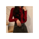 Side Half-High Collar Wood Ear In A Sweater With Knitted Bottom Shirt Women's Autumn And Winter 2025 New Top Women's Clothing