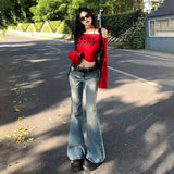 YC& Vintage Water Wash Low-Rise Hottie Horned Pants Lay Sense Of Early Autumn Jeans Women & Long Pants