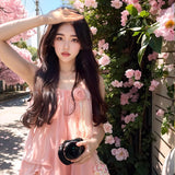 Mintman Wave Wind French Pink Sling Dress Women Spring Summer Dopamine Sanya Beach Beach Dress