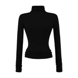 Lyselle Tiansi High Collar With A Bottom Shirt In The Autumn Solid Color Foundation Slim Slimming Waist-On-One Top