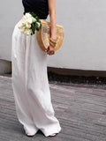 Curry Linen Broad Leg Pants Women 2026 Early Spring High-Waist Hanging Slacks Fashion Cotton Trousers