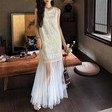 Picking Up The New Chinese Style Of The New Chinese Style Dye Nail Embroidered Dress 2025 New Summer Beautiful Long Yarn Skirt