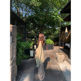 2025 New Green Jersey Ink Green Jiangnan Smoke Rain Shawl Sling Dress To Collect The Waist Thin Temperament Dress