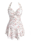 Wow Swimsuit Women's Dress Broken Flower Hanging Neck Small Breast Gathering Swimsuit Explosion Bolisi 8416