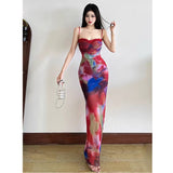 Net Yarn Dyed Sling Dress Women 2026 New French Seaside Vacation Waist Thin Ass And Hips Temperament