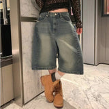 Jinjing's Same High Street Trendy Old Loose Jeans Handsome Boyfriend Atmosphere Feel Thin Five-Point Trousers Woman