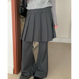 Korean Version Of Chic Niche Design Sweet Cool Wind Fake Two Metal Buckle Skirt Trumpet Trousers Trousers 3 Colors