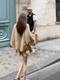 Tuscan Autumn_Warm Alpaca Sheep Heavy Hand Hook Thick Needle Big Open Shirt Denllium Coat Autumn