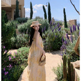 2026 Garden Style Oil Painting Riveted Flower Long Heavy Industry Lace Lace Floral Cake French Temperament Holiday Fairy Dress