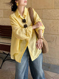 Yellow 100 Linen Shirt Women 2025 Spring And Summer Korean Version Of The Thin Sunscreen Shirt Chic Top