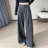 25 Autumn And Winter New High-Rise Gray Suit Pants High Waist Pressure Folds Thin And Narrow Version Of Broad Leg Pants Straight Casual Trousers Women