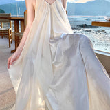 Summer Beautiful Beautiful Beach Dress Women's Seaside Vacation Bare Back Hanging Neck Hanging Dress Super Fairy