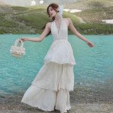 Thailand Tourism Deep V Vacation Dress 2026 New High-End Bohemian Hooliaf Layer Cake Dress