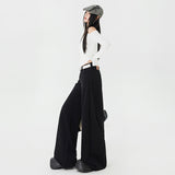 After Clipping Black Low-Waist Casual Suit Female Autumn And Winter Hottie Loose Feeling Straight Broad Leg Trousers & Length