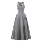 Kendou White Sexy Spring And Summer New Temperament To Accept The Waist Of The Vest Bare Back Long Dress Woman