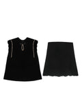 New Chinese High-End Simulation Silk Velvet Lace Vest Lace Skirt Lace Skirt Thin Suit Woman