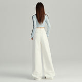 White Broad-Legged Jeans Women's New High-Rise Slim Lazy Windy Tug Trousers In Spring 2026