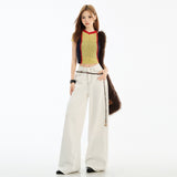 Black Gold Cowboy 2025 New High- Waist Vintage Fashion Loose Broad Legged Trousers Black Gold Nine
