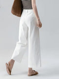 Broad-Legged Trousers Women's Summer Thin White Casual Straight Trousers High Waist Thin Commuting Loose Nine-Point Trousers