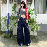 Vintage | Slash Design | Wide-Legged Denim Trousers Cownim Trousers