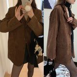 Autumn And Winter Korean Version Of The Fashionable French Retro Millard Leather Velvet Loose Casual Blazer 2 Colors