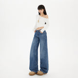 YC& Vintage Low-Rise Loose-Fitting Broad-Legged Trousers Autumn And Winter In Straight-Panel Pants Show Thin Jeans New Female New