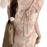2025 New Young Girl Summer Waist Dress Femininity Thin Dress