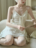 Rupert Acet-Bleed Meteor Bead Chain Three-Dimensional Bow V-Neck Hoisted Vest New