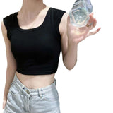 6033 # Dopamine Sling Vest Flying Sleeves Hottie Summer Short Small Design Wear Out-Of-Back