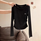 Milk Yellow Long Sleeve Slim Bottoming Shirt T-Shirt Women 2025 Early Autumn New Waist Show Thin Small Man Inside The Coat