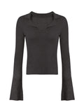 Sexy And Cute Polo Knitted Shirt Women's Early Autumn Thin Design Feel Bottom Wool Sweater