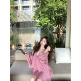 French Temperament V-Neck Lantern Sleeve Dress Women's Summer 2026 New Holiday Style Loose Thin Senior Long Dress