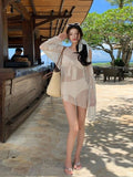 Strict Net Red Split Swimsuit Women's Seaside Vacation Senior Bathing Suit Three-Piece Burqa Fishing Net Want Pure Swimsuit