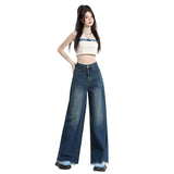 Wash Retro Subculture Black Gray Broad-Legged Jeans Women Sweeping Pants Elephant Leg Trousers Feet On The Feet