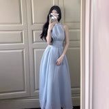 Sleeveless-Coaled Neck Dress Women's Spring 2025 New Seaside Resort Design Temperament French Waist-Waisted Skirt