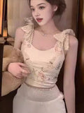 Purely Want Cartoon Print Slings Small Vest Women Summer Sweet Hottie Lace Bow Sexy Inside Cloth Wear