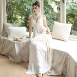 Gentle Wind Seaside Vacation Unique Beautiful Dress Design Small Open Forked Slings Long Dress 2025 Spring