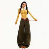 Vintage High-End Folded Scimits-On High-Rise Jeans Women 2025 New Loose Broad Leggings