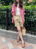 French Loose-In-Sense Shirt Thin-Sting Loose Sun-Sample Nes Blue Shirt Cotton Linen Woman
