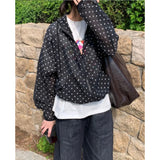 Spring And Summer Perspective Thin Cool Small Dot Hooded Hooded Zip Long-Sleeved Coat Loose Sunscreen 3 Colors