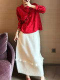 [Flower Skirt] Three-Dimensional Fluffy Fluffy Wool Rabbit Hairwood Ear Cocoon Knitted Skirt Autumn Winter Half Skirt