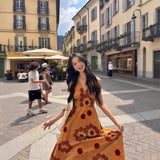 Suitable For Travel To Thailand To Wear Seaside Holiday Temperament Print V Collar Dress Bohemian Beach Dress Summer