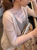 Basic Charm Fine Spinning Full-Haired Cool Sunscreen Ice Silk Cardigan Small Outer Hoodie Shirt Thin Knitted Shirt